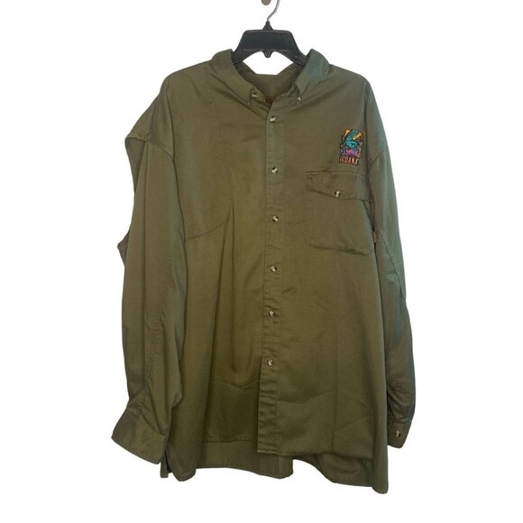 Lynch embroidered Iguana heavy vented fishing shooting button down shirt 3XL - Picture 1 of 10